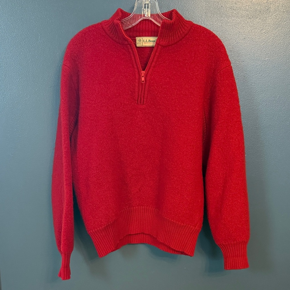 L.L. Bean Men's Vintage Red Zip-Up Sweater